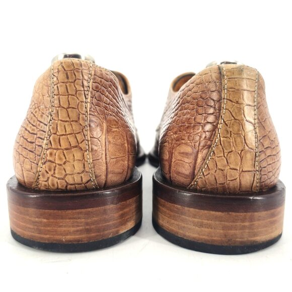 Vintage Italy Marcopizzi Men 8.5 Tan Brown Alligator Leather Dress Shoes Oxfords main image 5